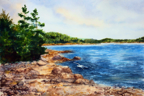Watercolor painting by Laura Tasheiko, Maine Artist