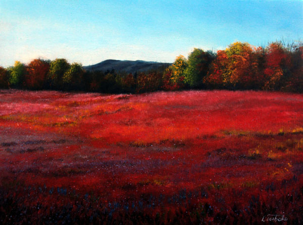 Fall Blueberry Field by L. Tasheiko, Maine Artist