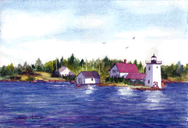 Watercolor by Laura Tasheiko, Maine Artist