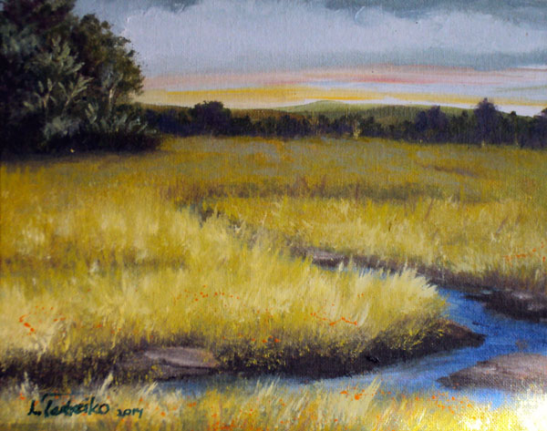 Maine Marsh Oil Painting by L. Tasheiko