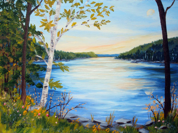 Pleasant Lake by Laura Tasheiko, Maine Artist